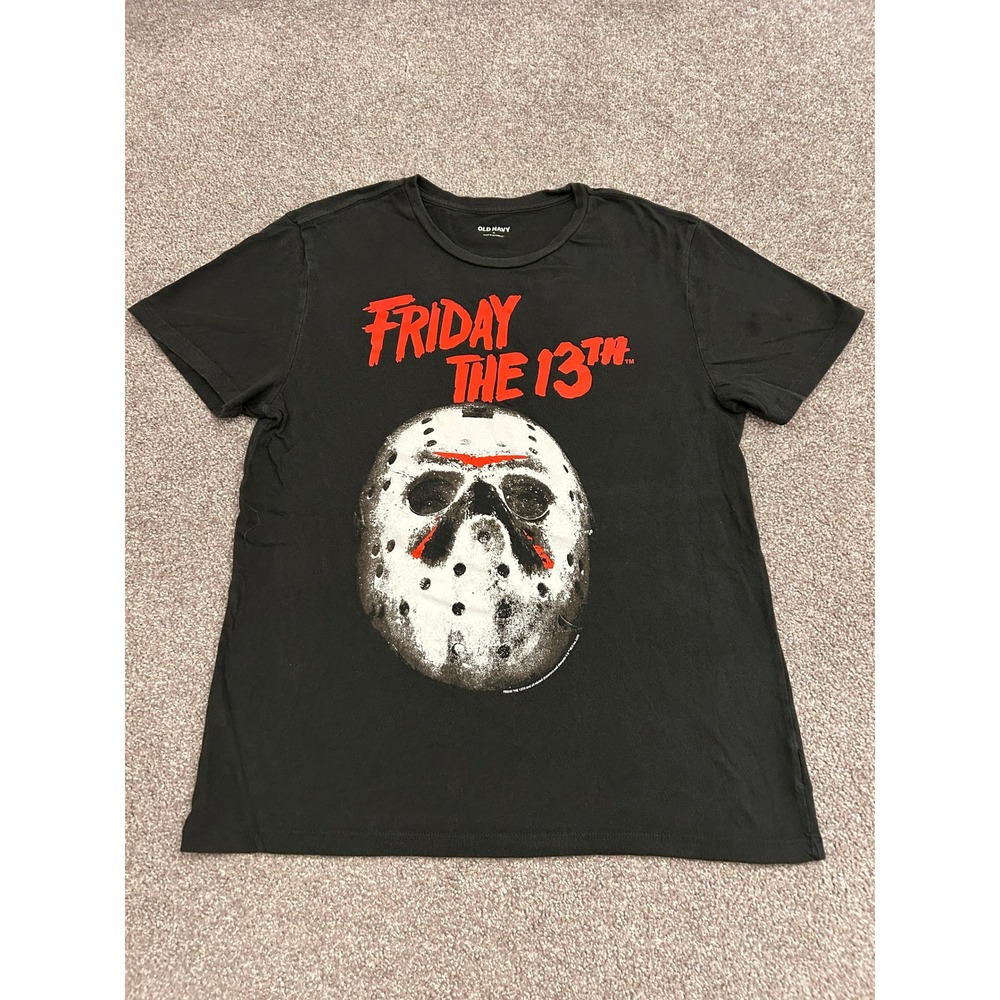 Old Navy Friday the 13th Graphic Tee Mens Medium Black Excellent Jason Mask